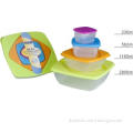 4pcs corlorful square food container with lid